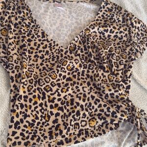 Leopard Print Wrap Top
